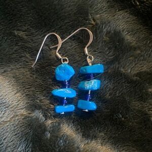 Cute Blue stone and beaded Earrings